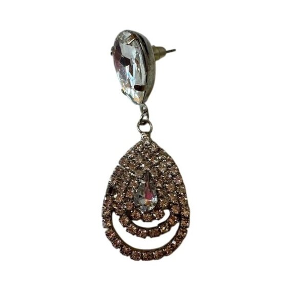 Vintage Crystal Teardrop Dangle Earrings - Picture 3 of 5